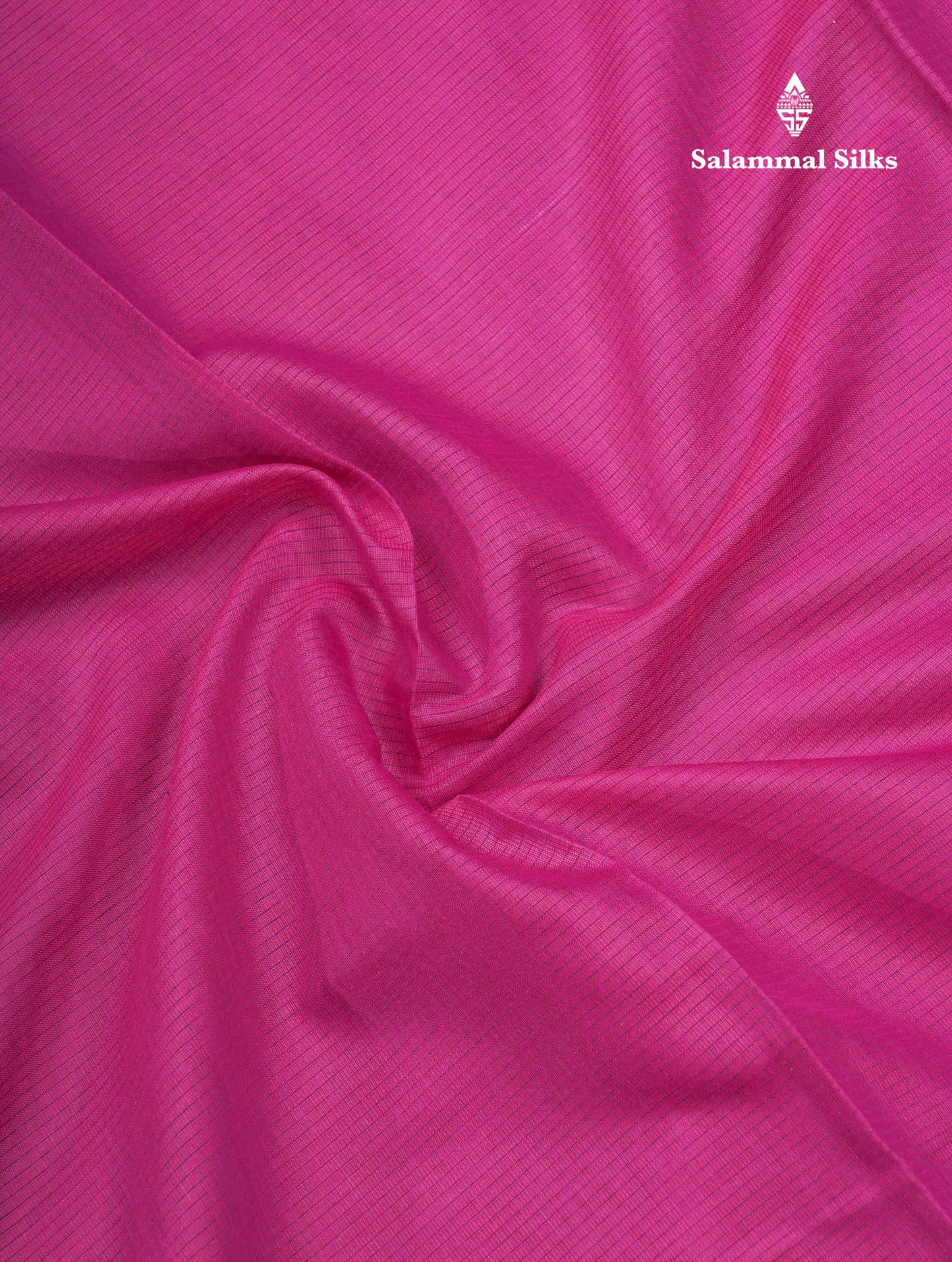 Magenta Pink Beautiful Horizontal Lines Cotton Mix Fancy Saree With Silver Zari Temple Border