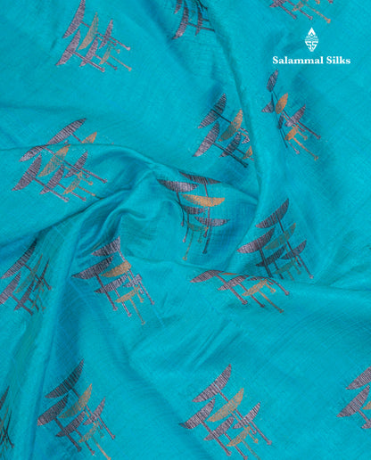 Beautiful Sky Blue Semi Raw Silk Saree With Fancy Border