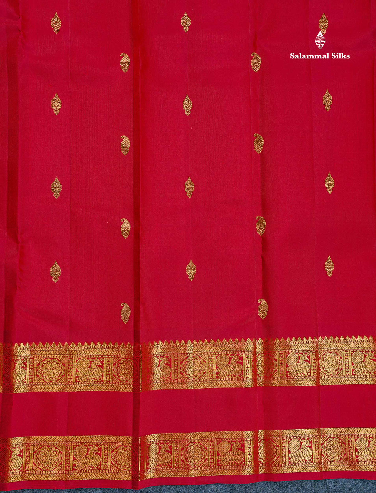 Pure Kanjivaram Silk Saree - Dark Brown Colour Body With Buttas & Traditional Gap Border