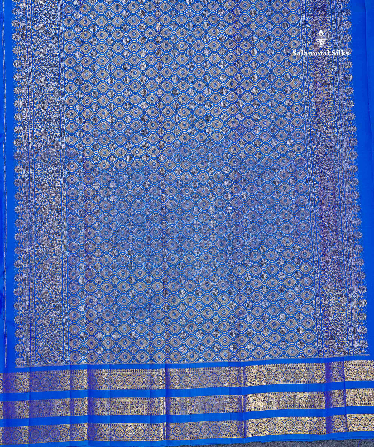Pure Kanjivaram Silk Saree - Dual Tone Royal Blue Colour Body With Butta & Traditional Border