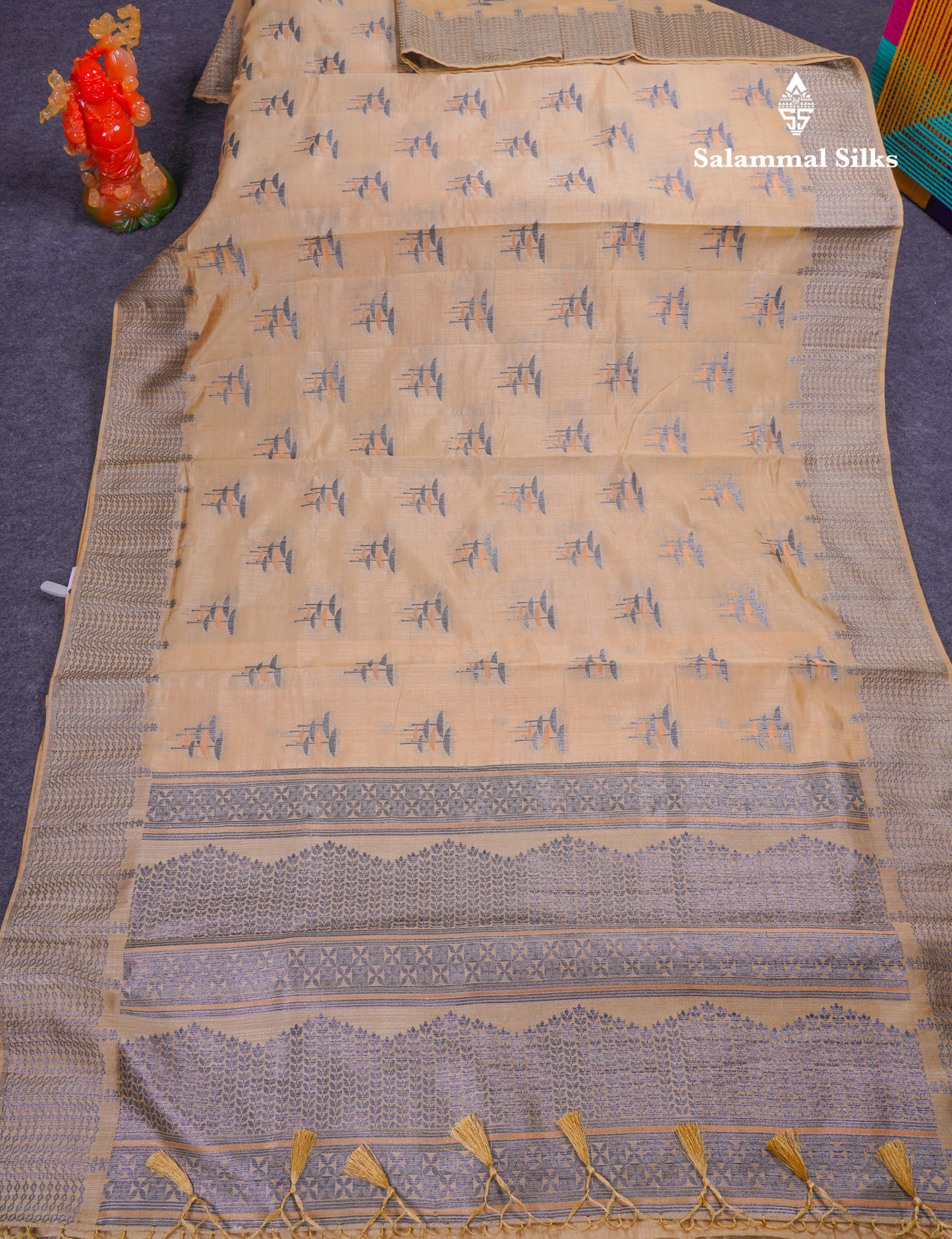 Beautiful Sky Blue Semi Raw Silk Saree With Fancy Border