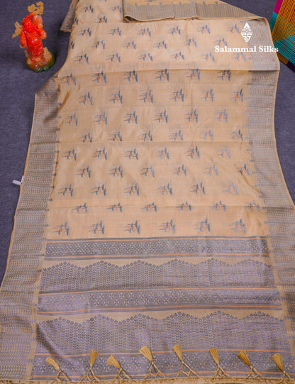 Beautiful Sky Blue Semi Raw Silk Saree With Fancy Border
