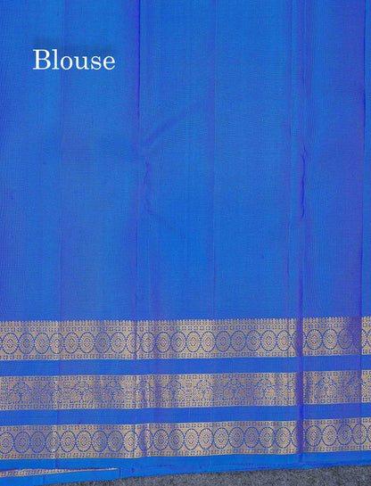 Pure Kanjivaram Silk Saree - Dual Tone Royal Blue Colour Body With Butta & Traditional Border