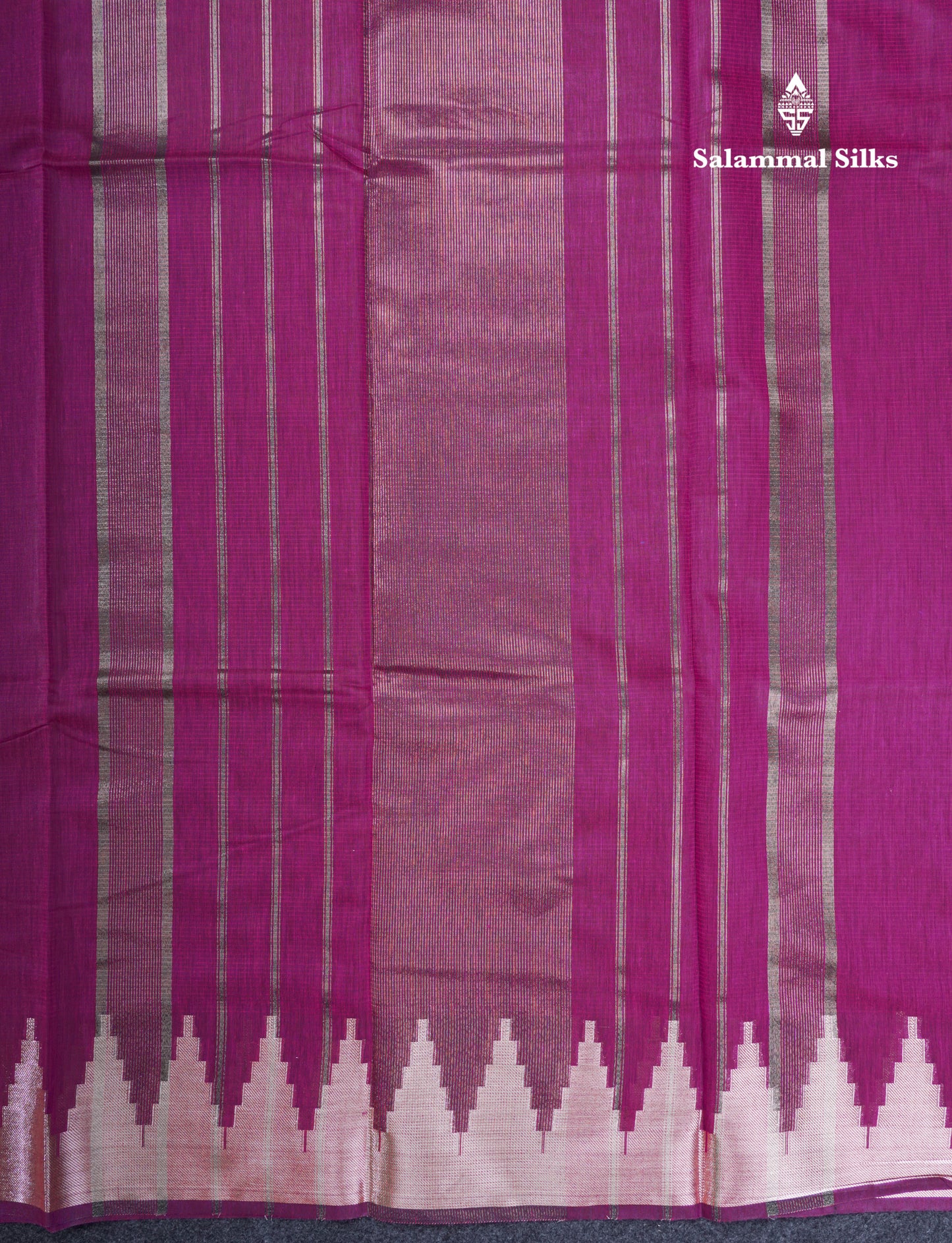 Wine Beautiful Horizontal Lines Cotton Mix Fancy Saree With Silver Zari Temple Border