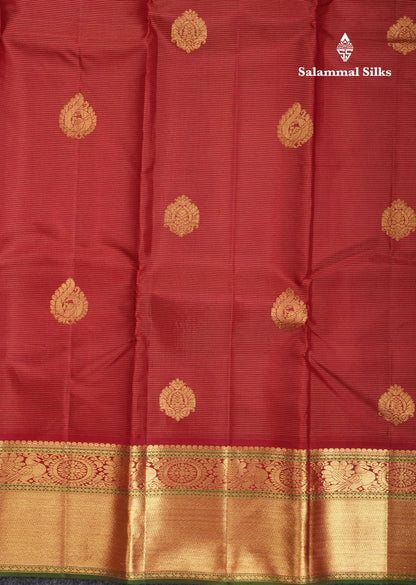 Maroon Vairaoosi Lines Pure Kanjivaram Silk Saree With Self Border