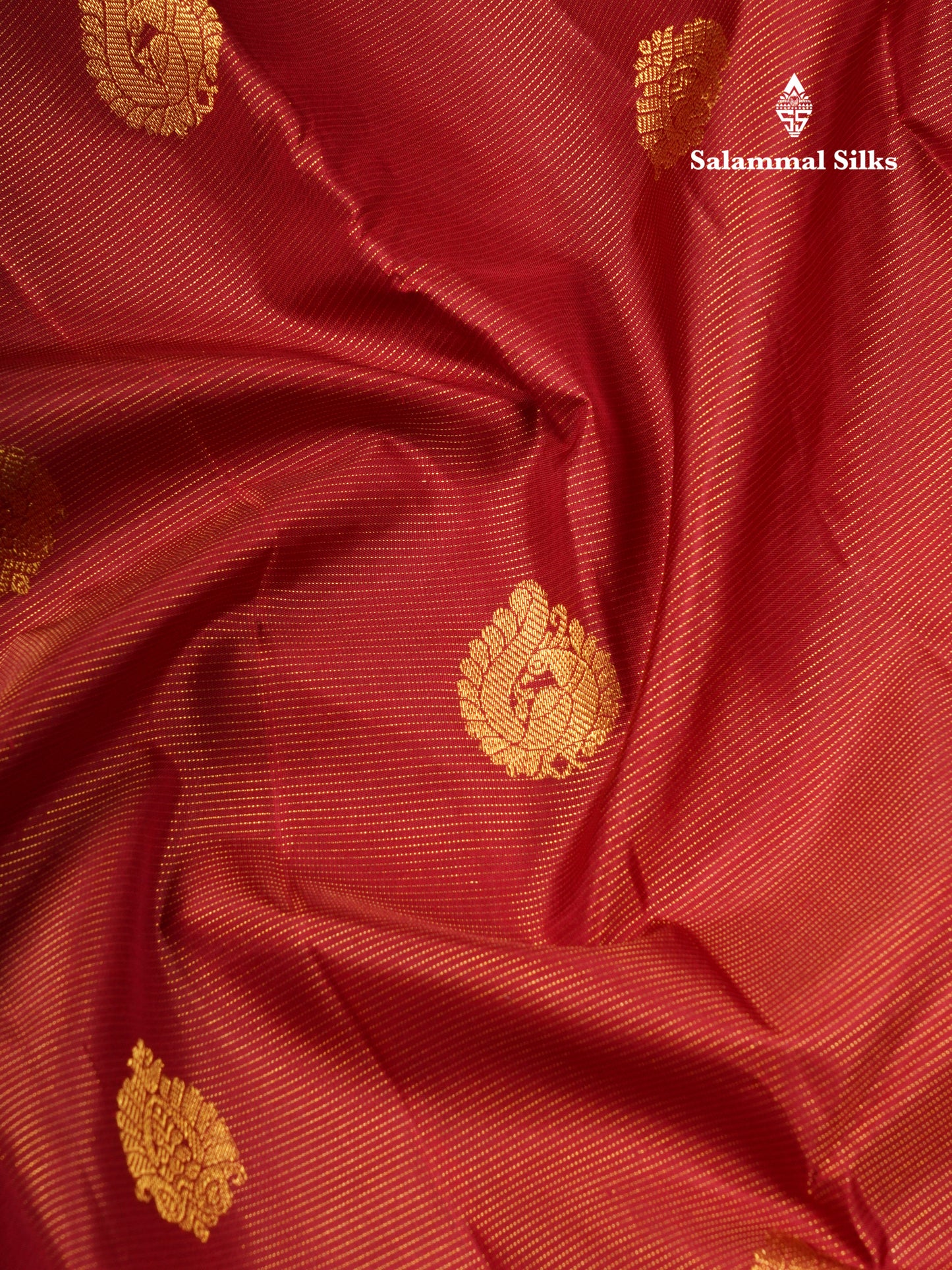 Maroon Vairaoosi Lines Pure Kanjivaram Silk Saree With Self Border