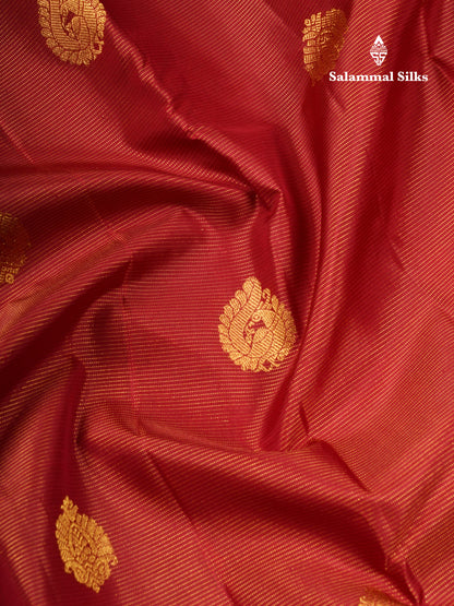 Maroon Vairaoosi Lines Pure Kanjivaram Silk Saree With Self Border