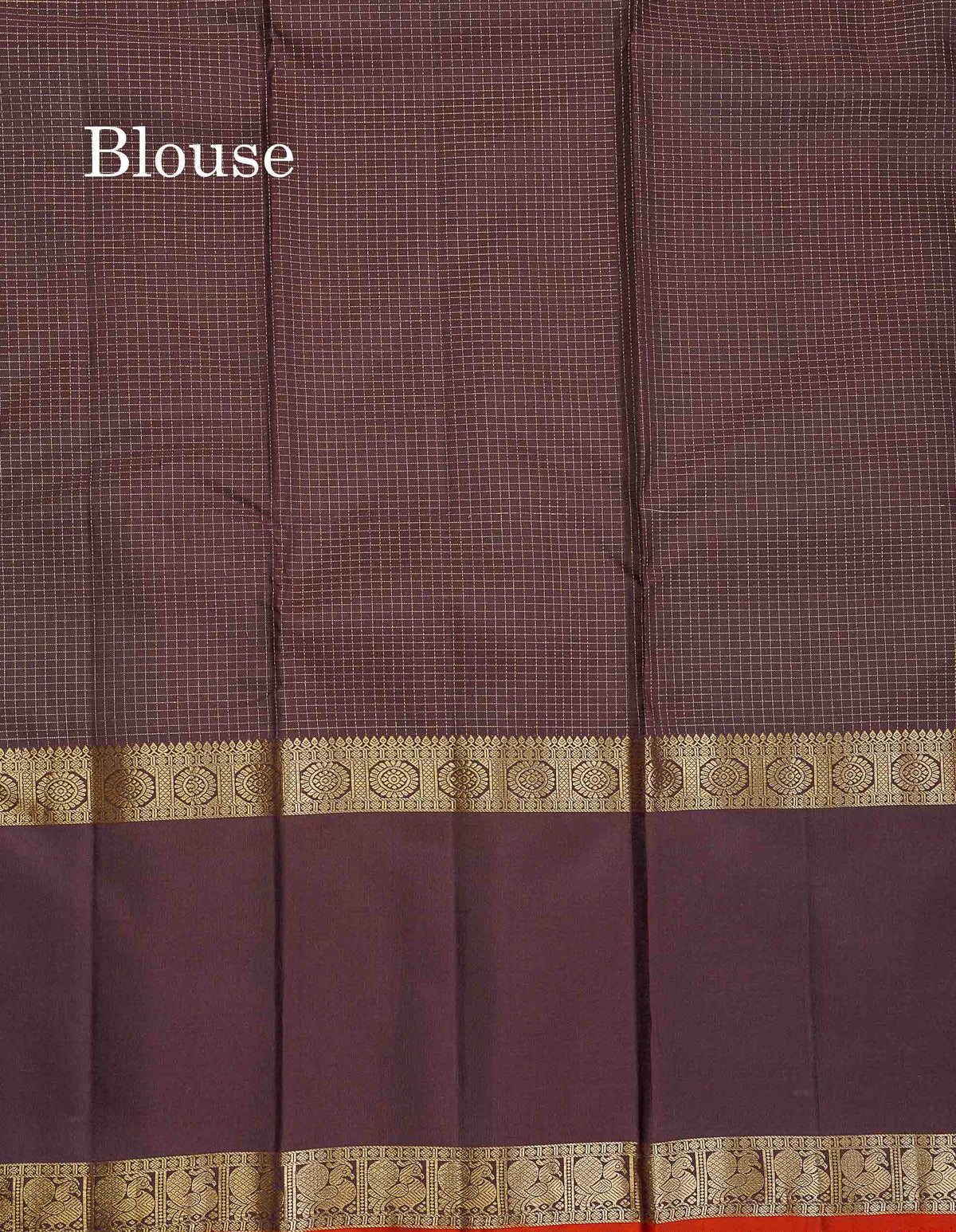 Pure Kanjivaram Silk Saree - Dark Brown Colour Body With Vaira Oosi Checks & Traditional Long Gap Border