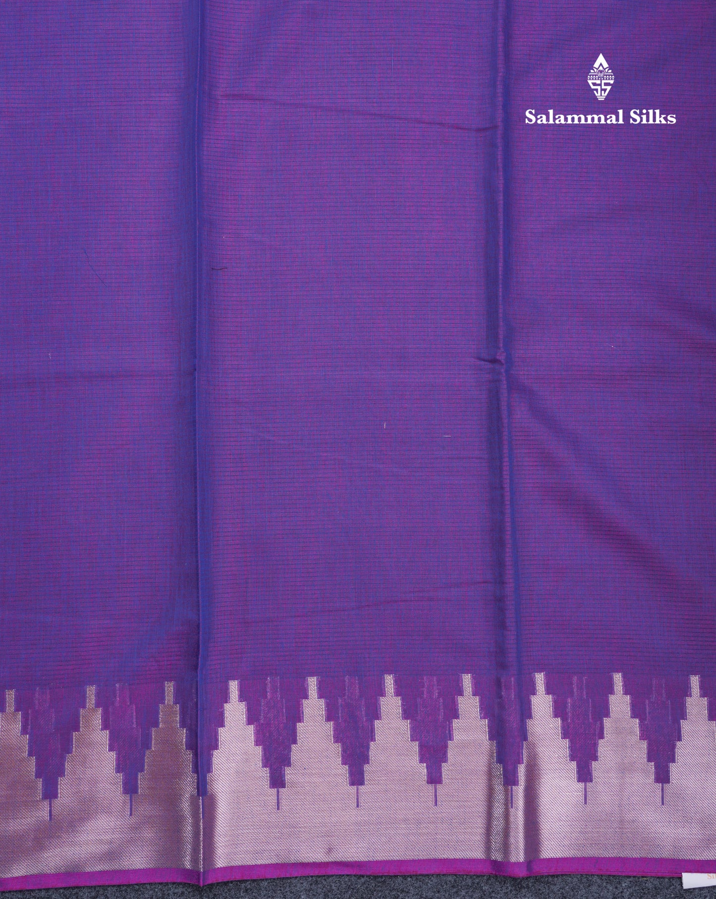 Violet Beautiful Horizontal Lines Cotton Mix Fancy Saree With Silver Zari Temple Border