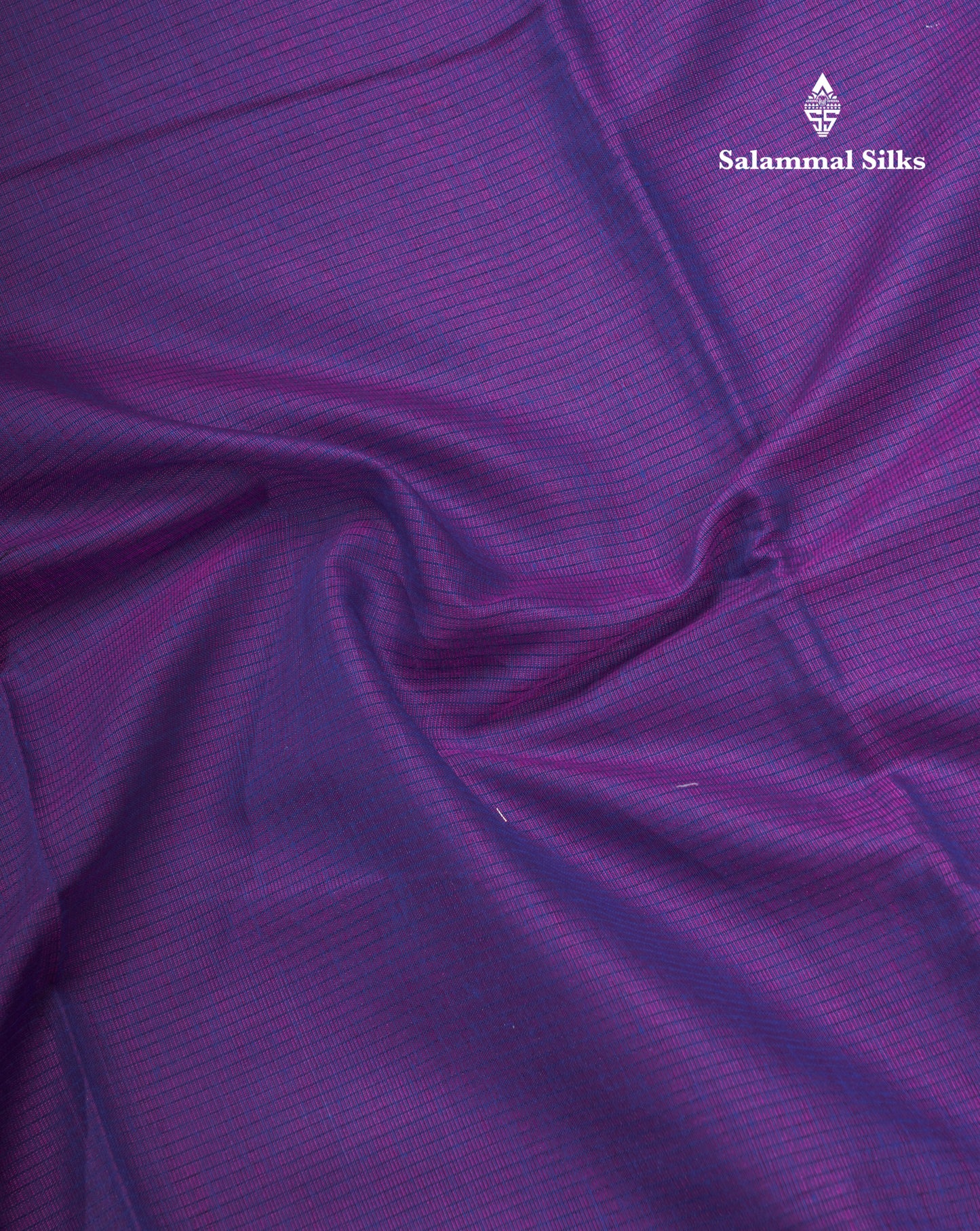 Violet Beautiful Horizontal Lines Cotton Mix Fancy Saree With Silver Zari Temple Border