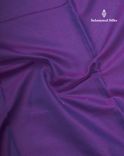 Violet Beautiful Horizontal Lines Cotton Mix Fancy Saree With Silver Zari Temple Border