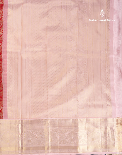 Beautiful Redish Maroon Bridal Pure Kanjivaram Silk Saree With Contrast Baby Pink Traditional Evening Morning Border