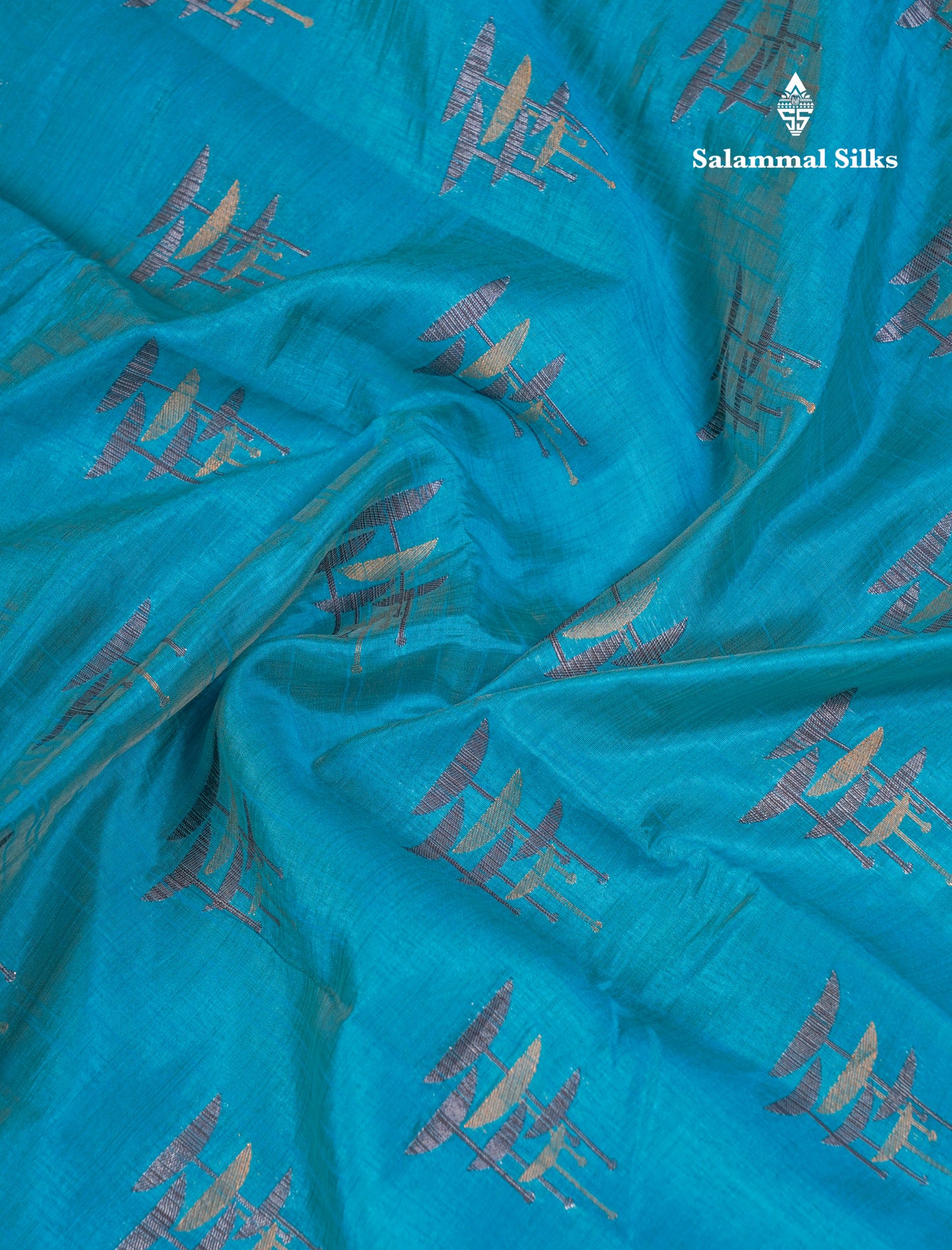 Beautiful Sky Blue Semi Raw Silk Saree With Fancy Border