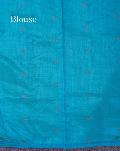 Beautiful Sky Blue Semi Raw Silk Saree With Fancy Border