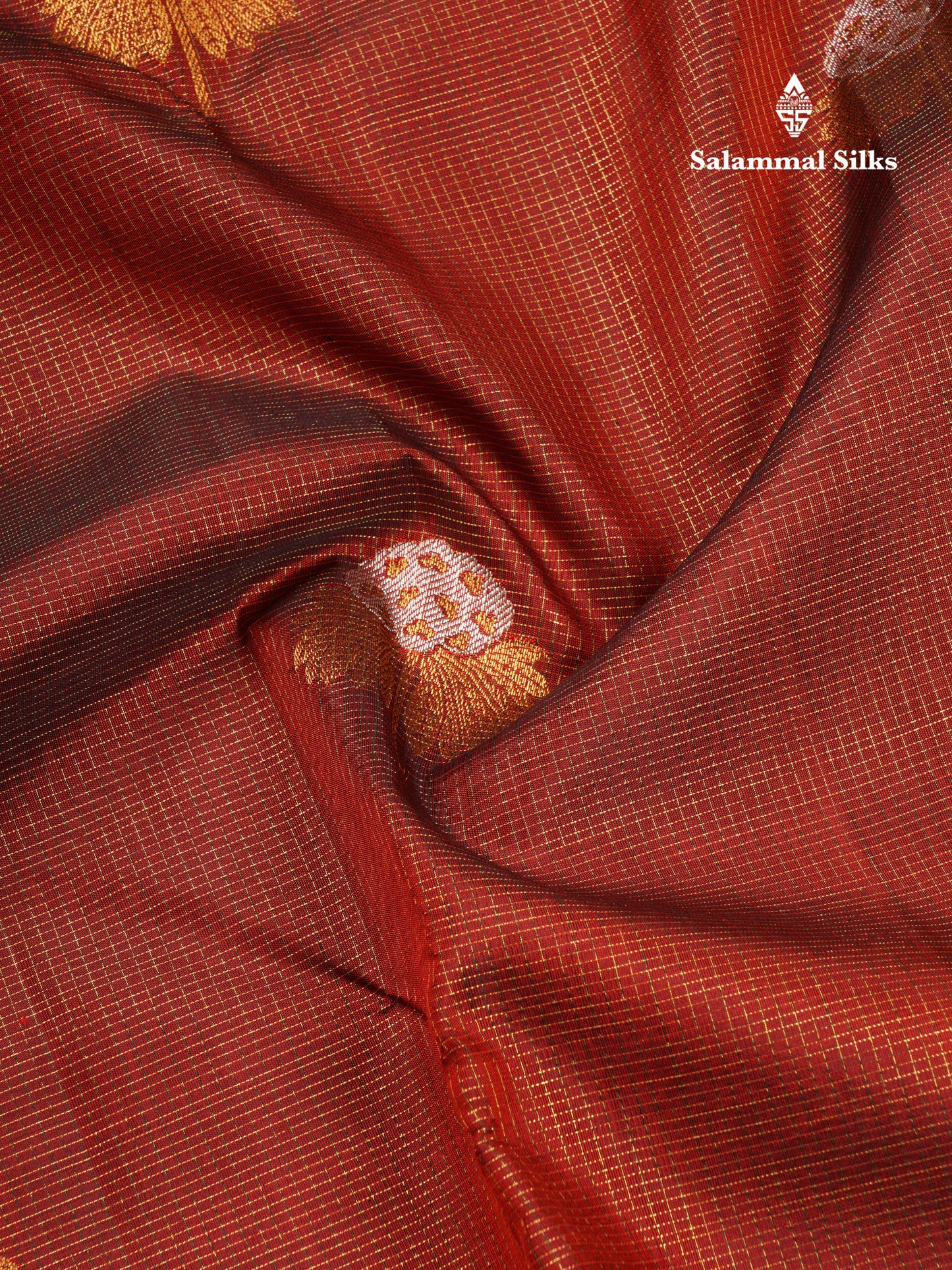 Maroon Vairaoosi Tiny Zari Checks Pure Kanjivaram Silk Saree With Fancy Contrast Multicolour Paalum Pazham Checks Pallu & Blouse