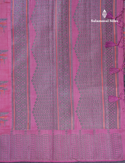 Beautiful Sky Blue Semi Raw Silk Saree With Fancy Border