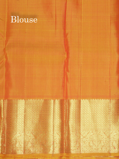 Dark Maroon Pure Kanjivaram Silk Saree with Contrast Traditional Mustard Yellow Border
