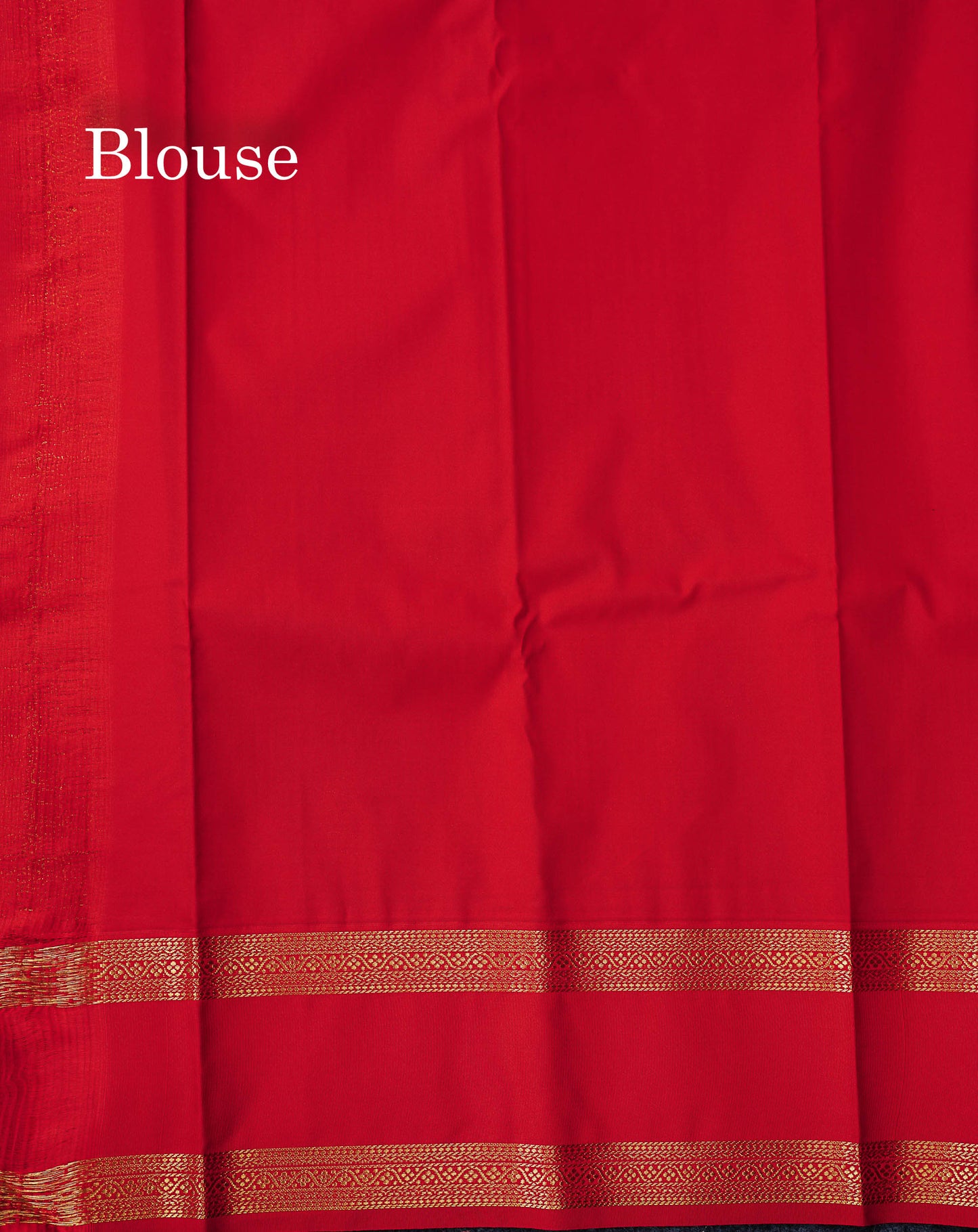 Semi Silk Saree - Parrot Green Butta With Checks Along With Contrast Red Traditional Gap Border
