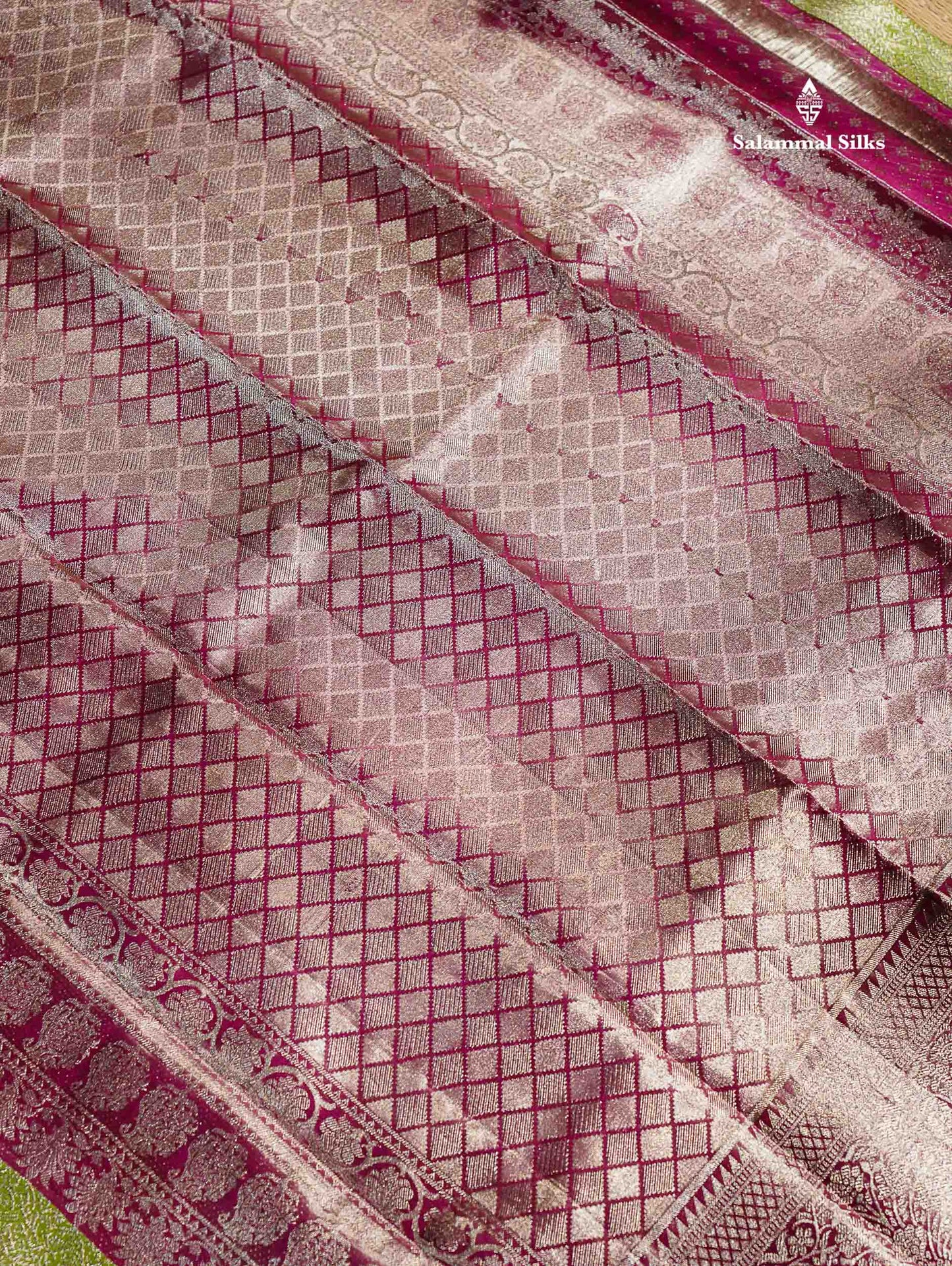 Beautiful Light Green Tissue Bridal Pure Kanjivaram Silk Saree With Contrast Light Chocolate Traditional Evening Morning Border