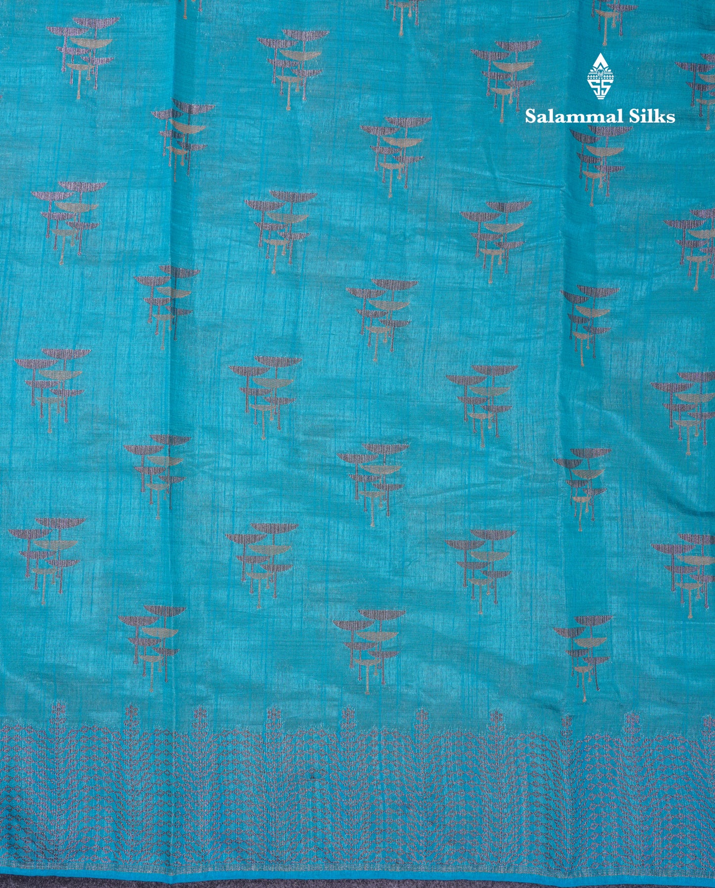 Beautiful Sky Blue Semi Raw Silk Saree With Fancy Border