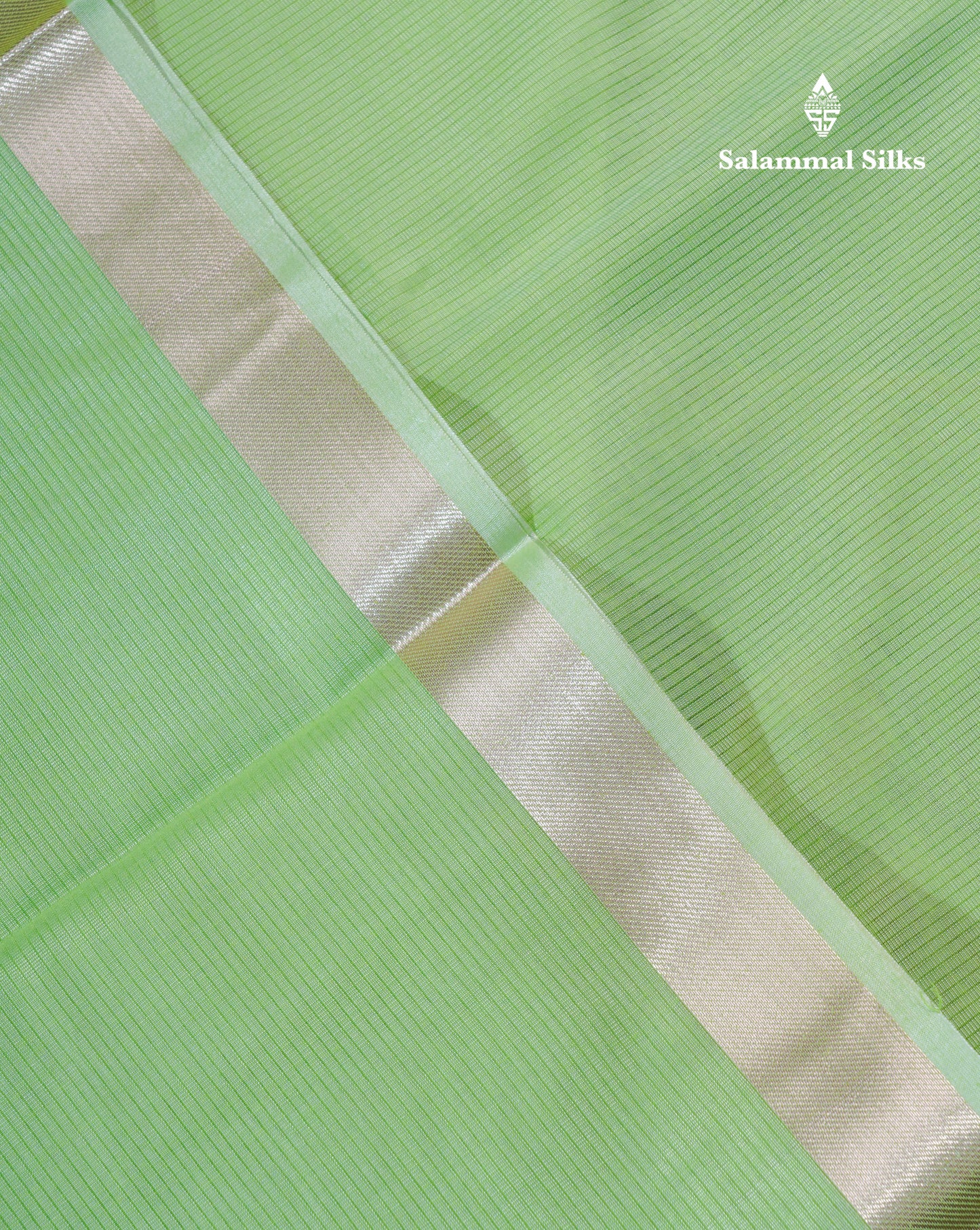 Rexona Green Beautiful Horizontal Lines Cotton Mix Fancy Saree With Silver Zari Temple Border