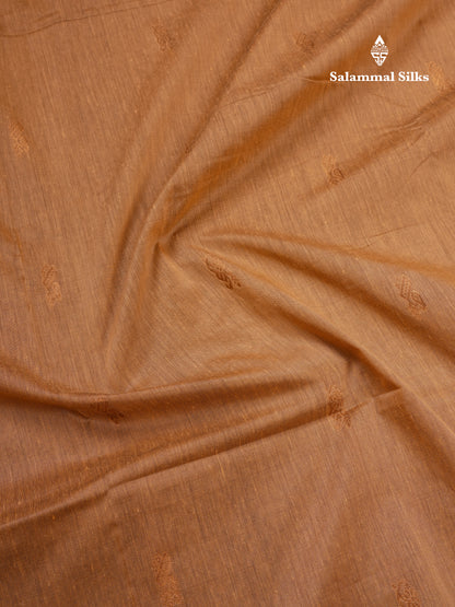 Light Brown Kalyani Cotton Saree With Contrast Dark Maroon Border