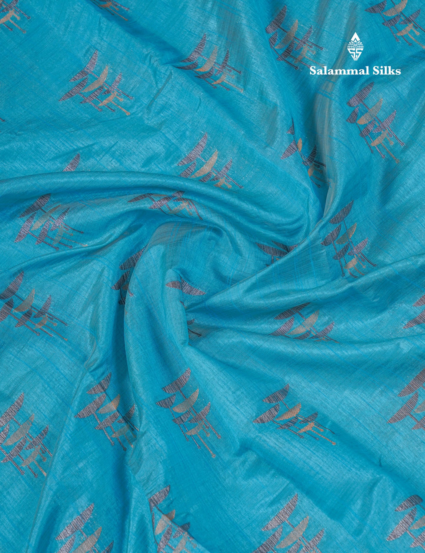 Beautiful Sky Blue Semi Raw Silk Saree With Fancy Border