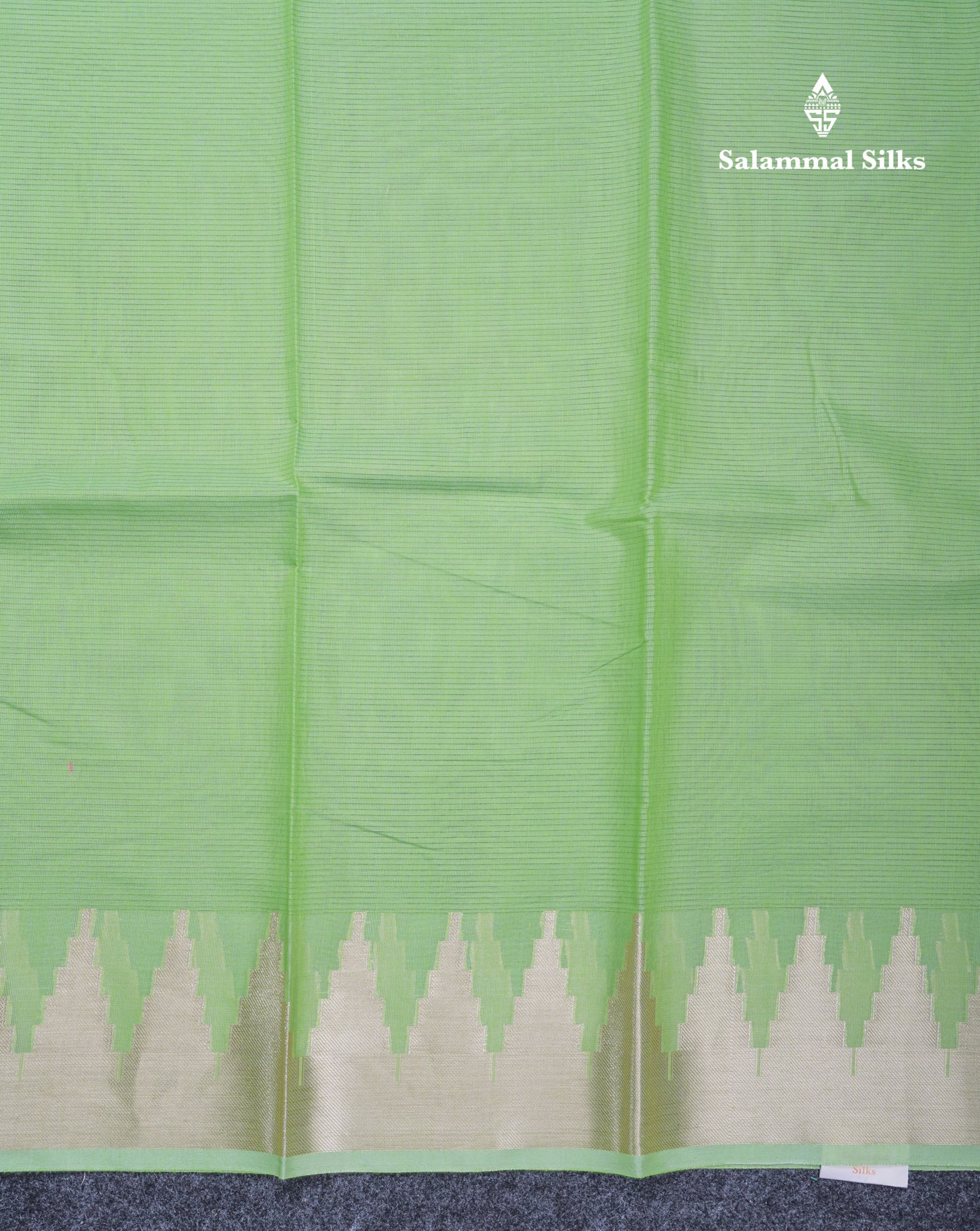 Rexona Green Beautiful Horizontal Lines Cotton Mix Fancy Saree With Silver Zari Temple Border