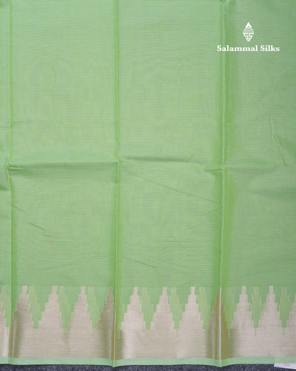 Rexona Green Beautiful Horizontal Lines Cotton Mix Fancy Saree With Silver Zari Temple Border