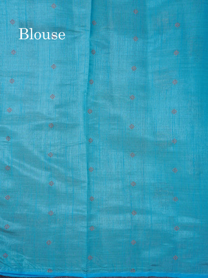 Beautiful Sky Blue Semi Raw Silk Saree With Fancy Border