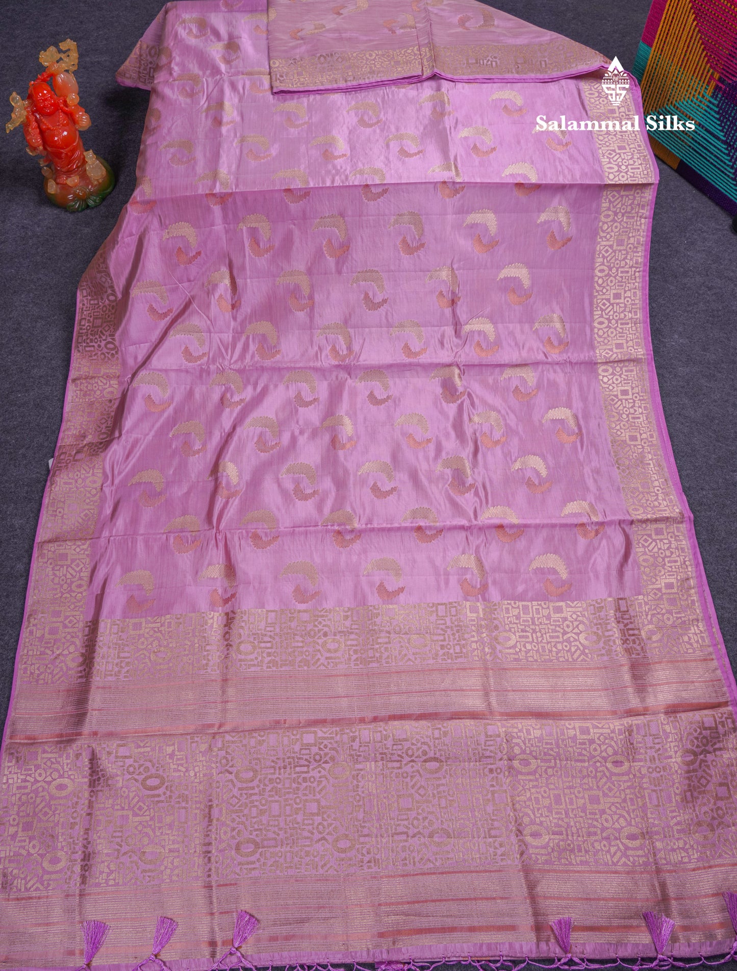 Beautiful Blue Semi Raw Silk Saree With Fancy Border