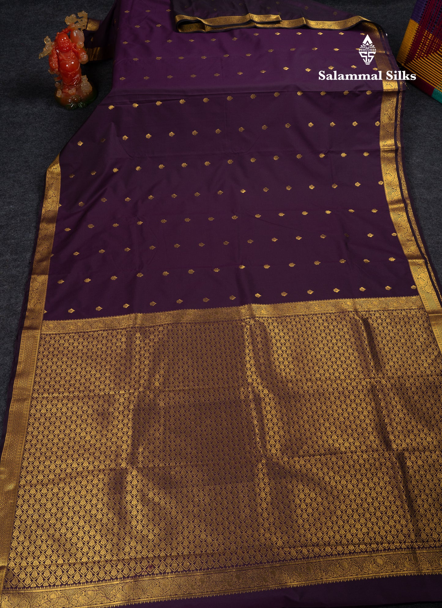 Beautiful Dark Violet Semi Silk Saree With Traditional Small Border