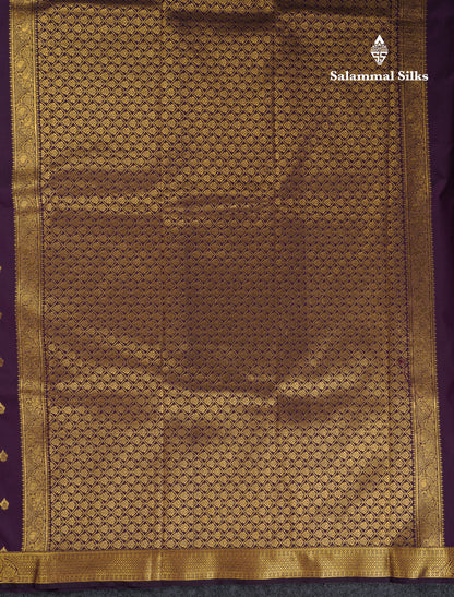 Beautiful Dark Violet Semi Silk Saree With Traditional Small Border