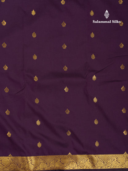 Beautiful Dark Violet Semi Silk Saree With Traditional Small Border