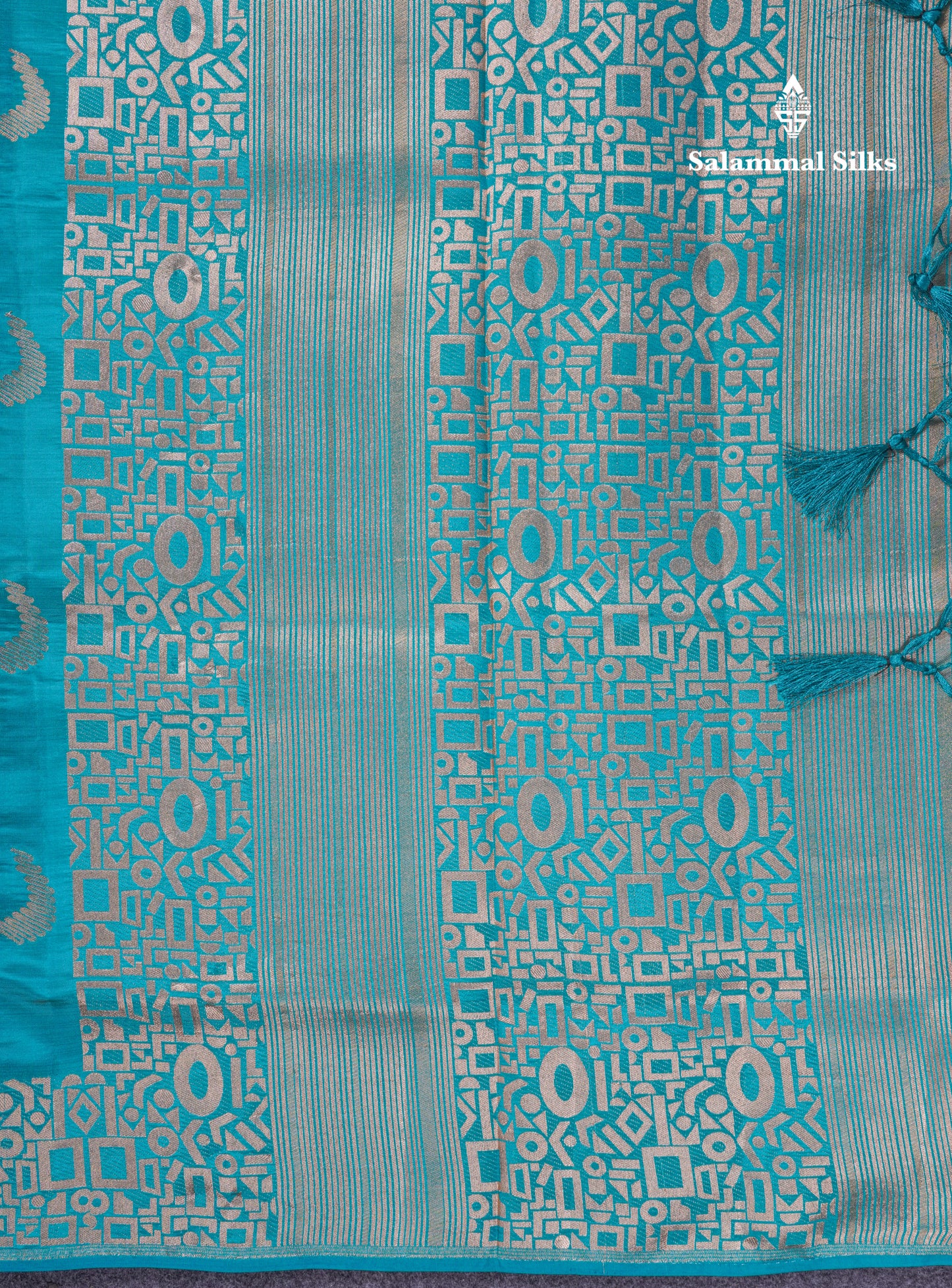Beautiful Blue Semi Raw Silk Saree With Fancy Border