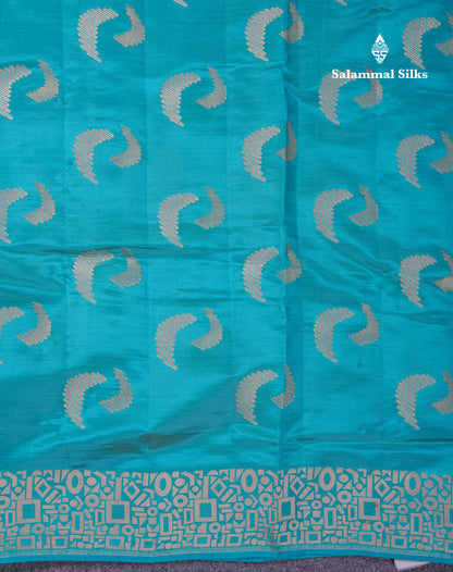 Beautiful Blue Semi Raw Silk Saree With Fancy Border