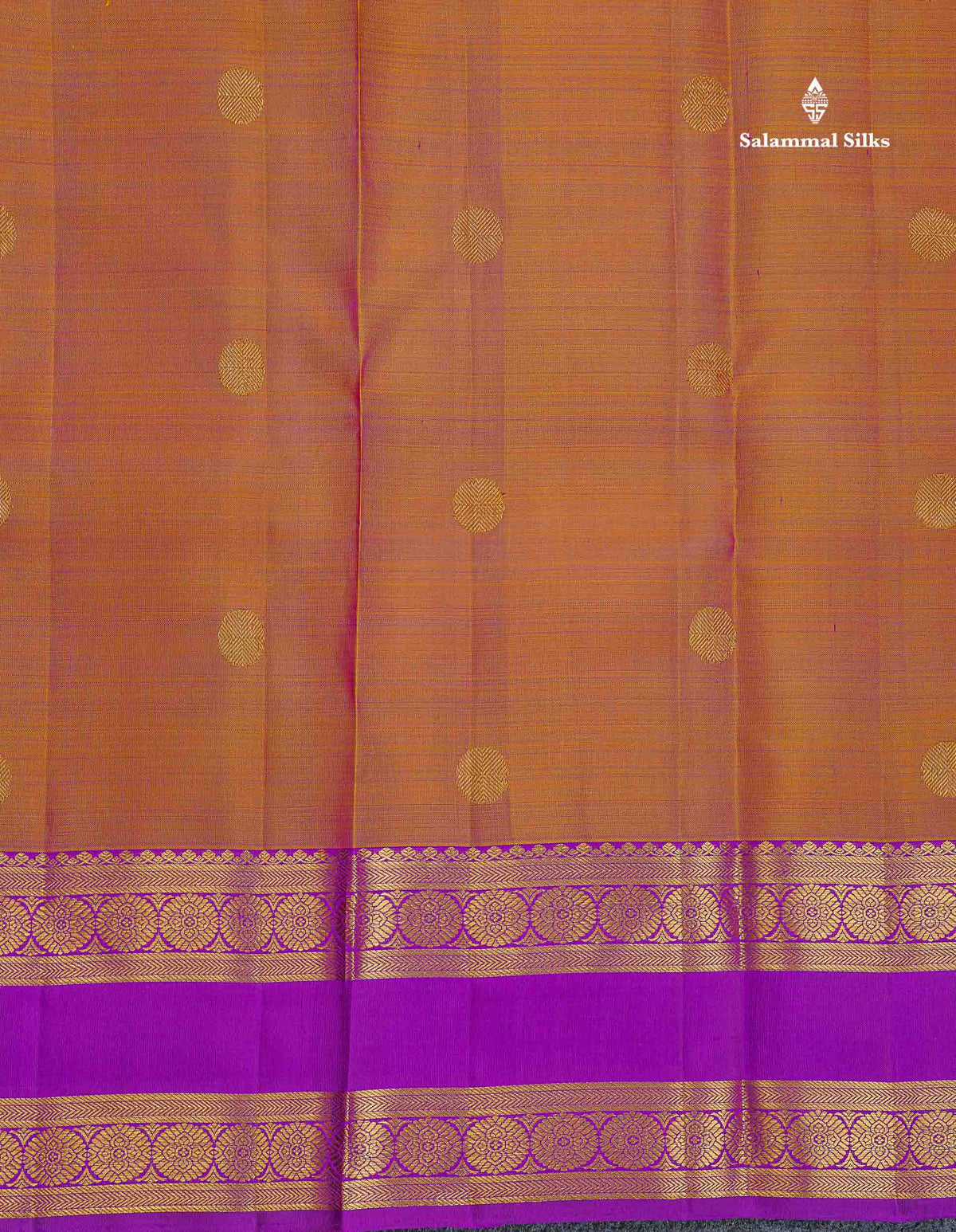 Pure Kanjivaram Silk Saree - Rust Orange Colour Body With Butta  & Vadamalli Gap Border
