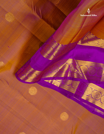 Pure Kanjivaram Silk Saree - Rust Orange Colour Body With Butta  & Vadamalli Gap Border