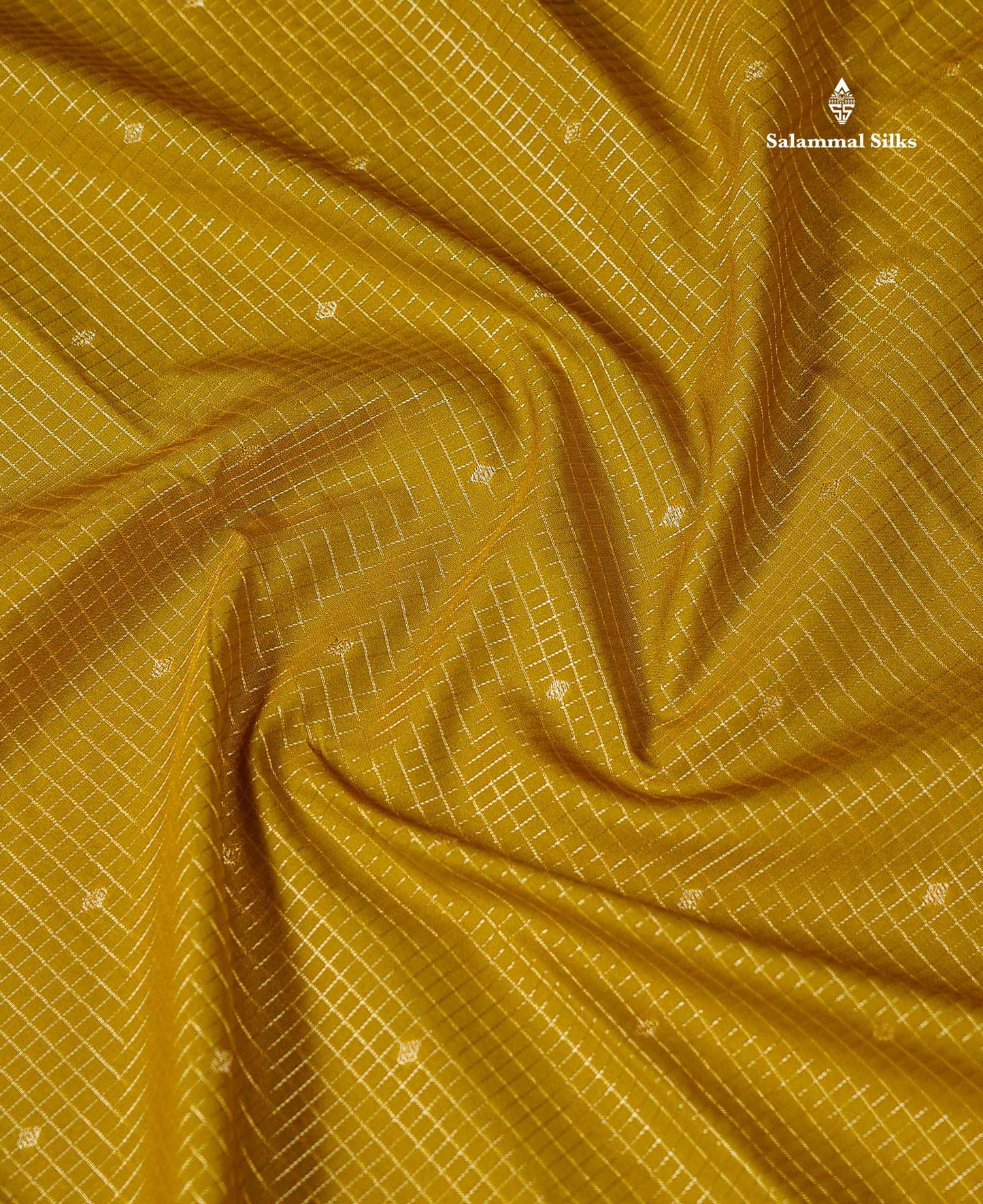 Semi Silk Saree - Mehandi Green Butta With Small Checks Along With Contrast Dark Maroon Traditional Gap Border