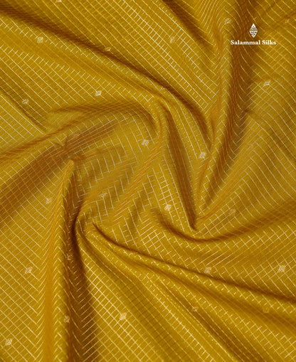 Semi Silk Saree - Mehandi Green Butta With Small Checks Along With Contrast Dark Maroon Traditional Gap Border