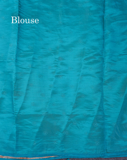 Beautiful Blue Semi Raw Silk Saree With Fancy Border