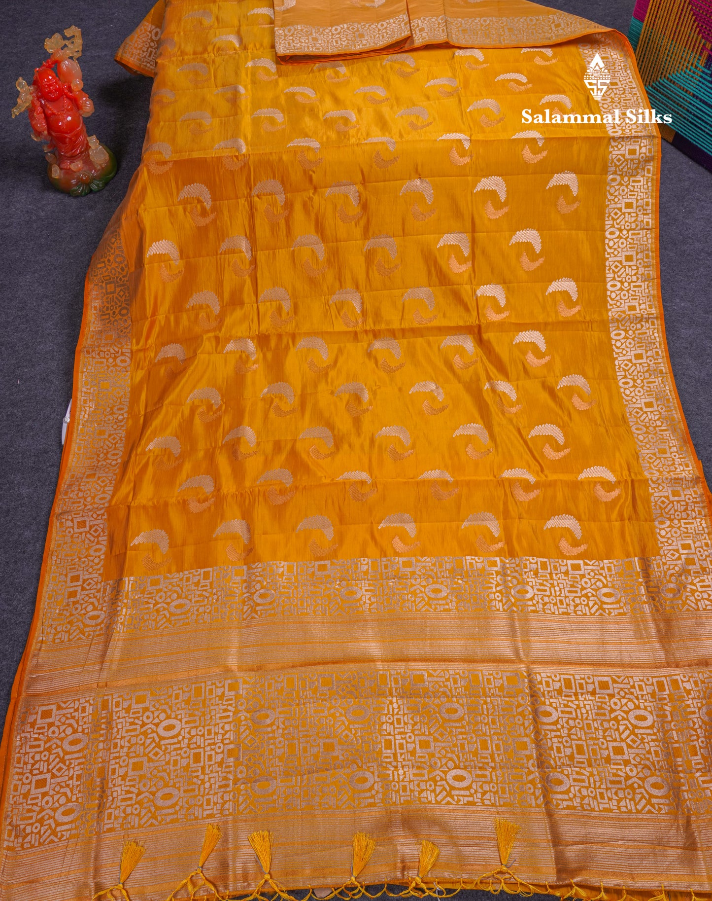 Beautiful Blue Semi Raw Silk Saree With Fancy Border