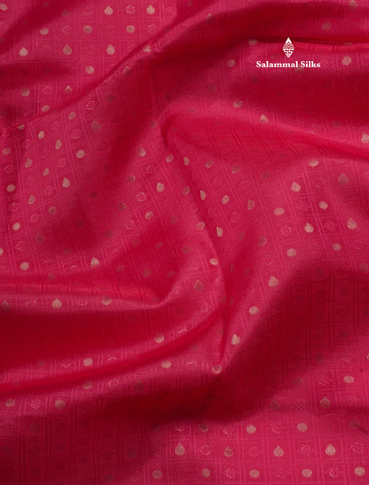 Pink Small Checks Pure Kanjivaram Silk Saree With Silver Zari Border
