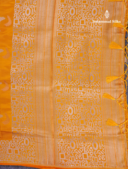 Beautiful Blue Semi Raw Silk Saree With Fancy Border