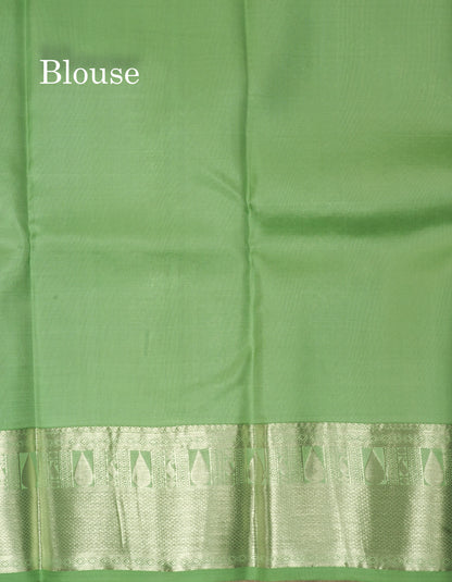 Pink Small Checks Pure Kanjivaram Silk Saree With Silver Zari Border