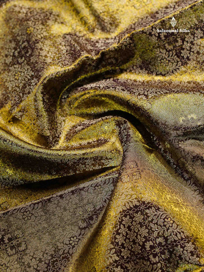 Army Green Tissue Fancy Bridal Pure Kanjivaram Silk Saree With Contrast Magenta Traditional Evening Morning Border