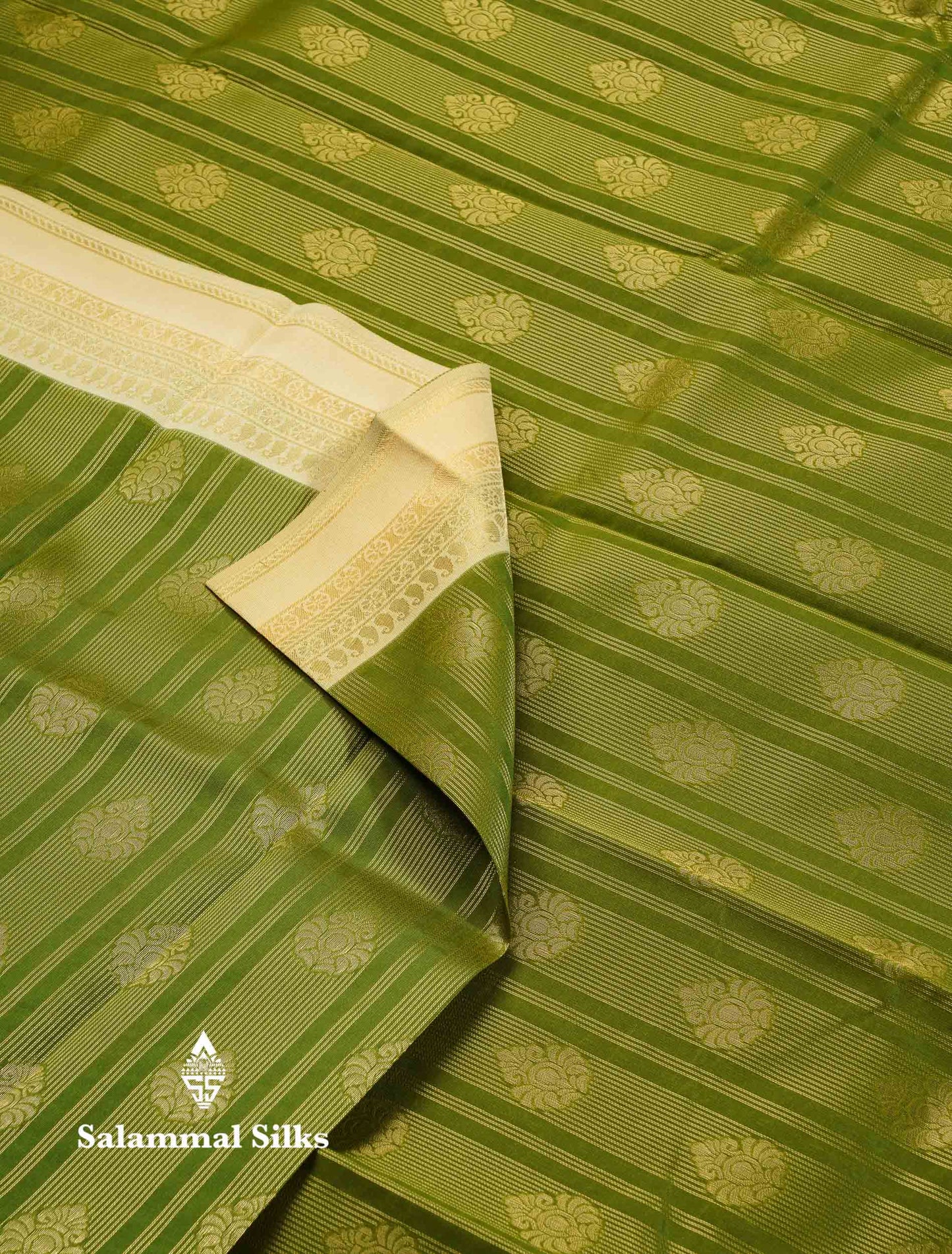 Beautiful Maroon Stripes And Buttas Semi Silk Saree With Tussar Colour Traditional Double Border