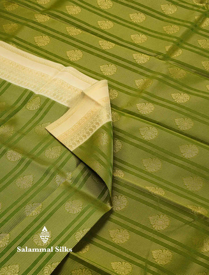 Beautiful Maroon Stripes And Buttas Semi Silk Saree With Tussar Colour Traditional Double Border