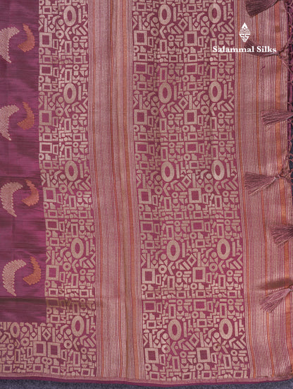 Beautiful Blue Semi Raw Silk Saree With Fancy Border