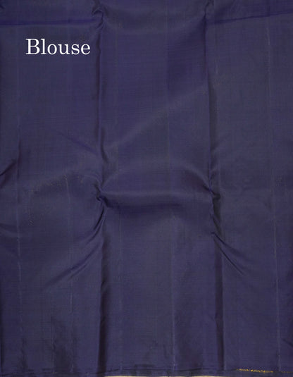 Beautiful Chilly Red Pure Kanjivaram Silk Saree With Contrast Dark Navy Blue Blouse